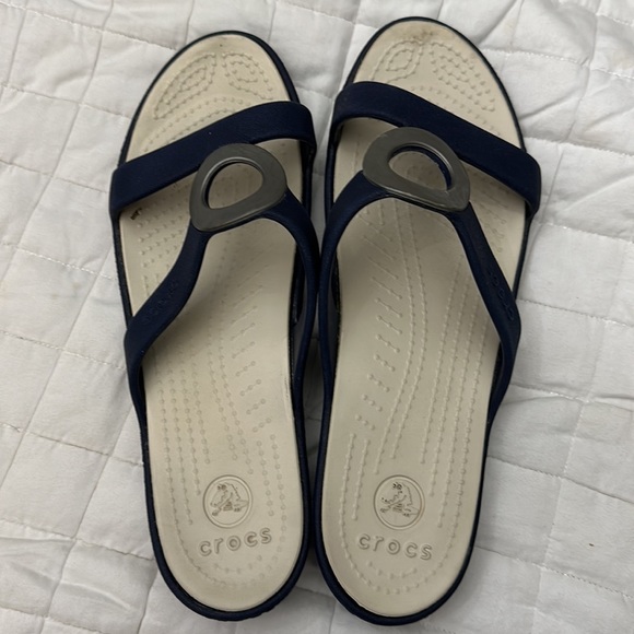 Crocs rubberBlue Strap Sandal Slipon Slingback women size10w right foot, 9w left - Picture 6 of 8
